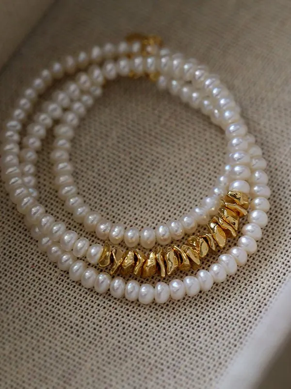 Shattered Gold Mini Pearl Necklace