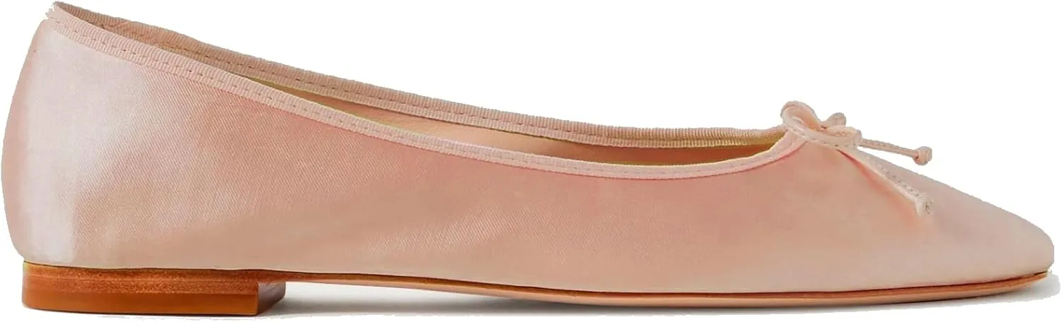 SHODENSE Women Satin Flats Shoes Bow Square Closed Toe Slip On Ballet Flats Slip On Comfortable Flat Heel Office Work Shoes Girls Driving Flats Club Church Spring Fall Dance Dress Flats 4-11 M US