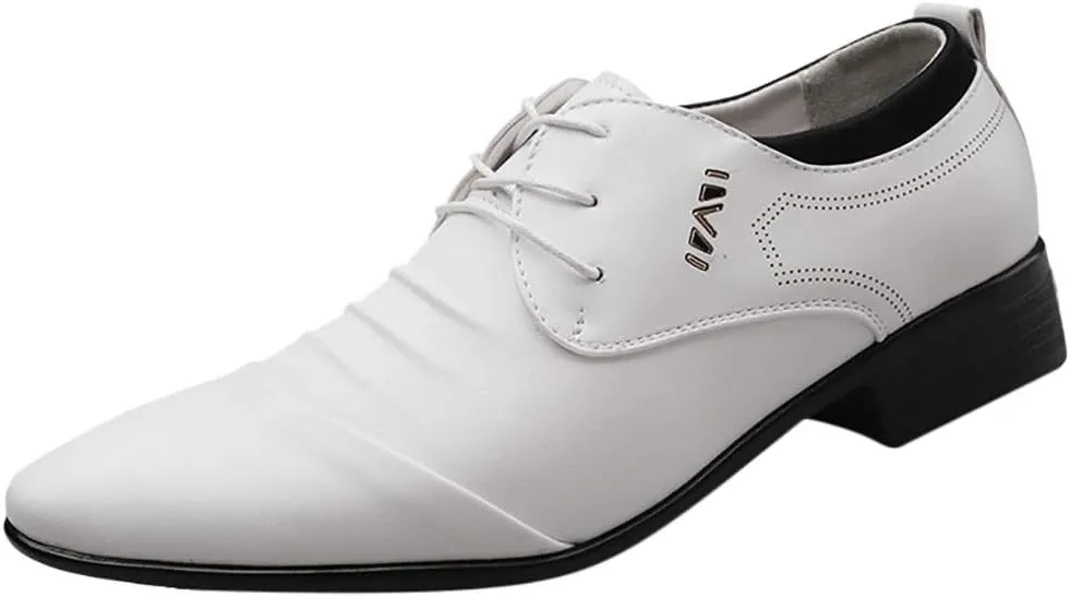 Shoes Suit Shoe Casual Shoes Male Wedding Lace Leather Men Comfortable Business Men's Leather Shoes Fashion Shoes (White, 42)