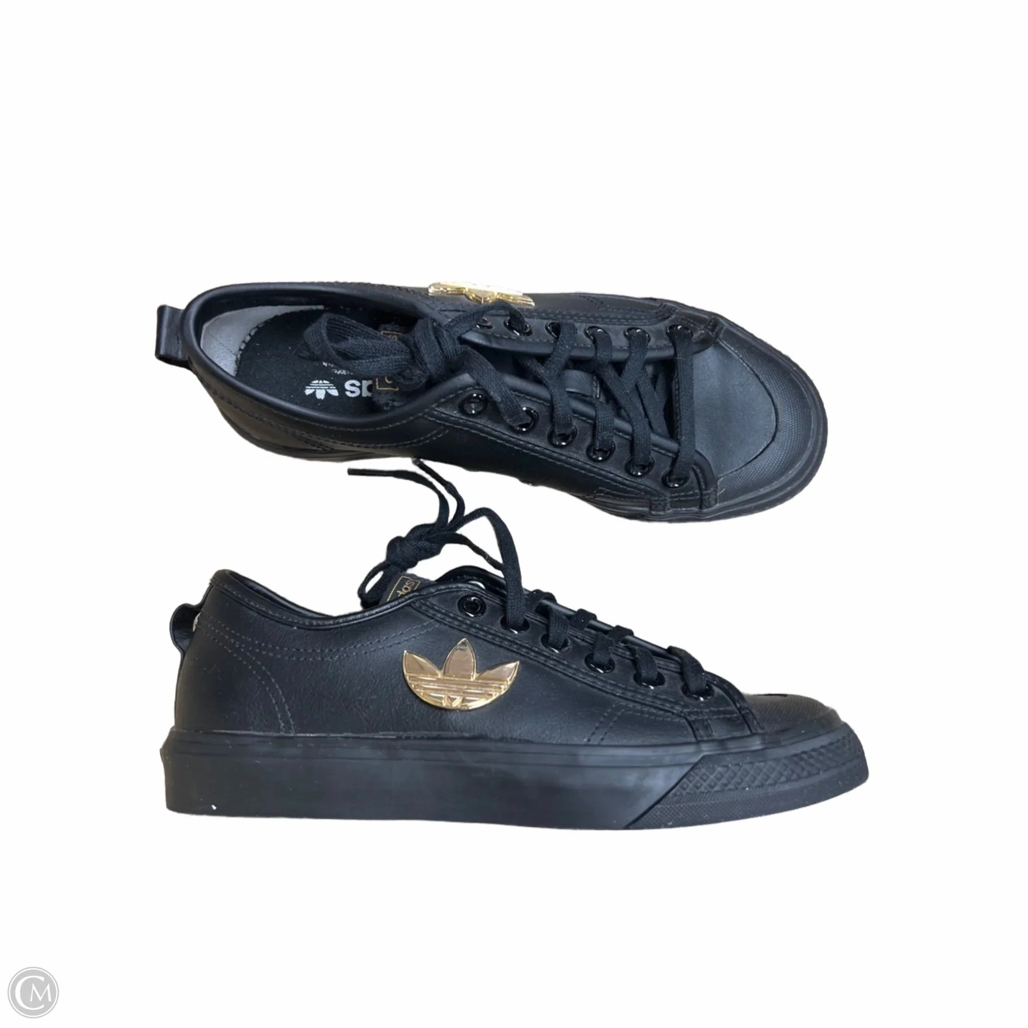 Run Trail Shoes Sneakers By Adidas In Black & Gold, Size: 6.5