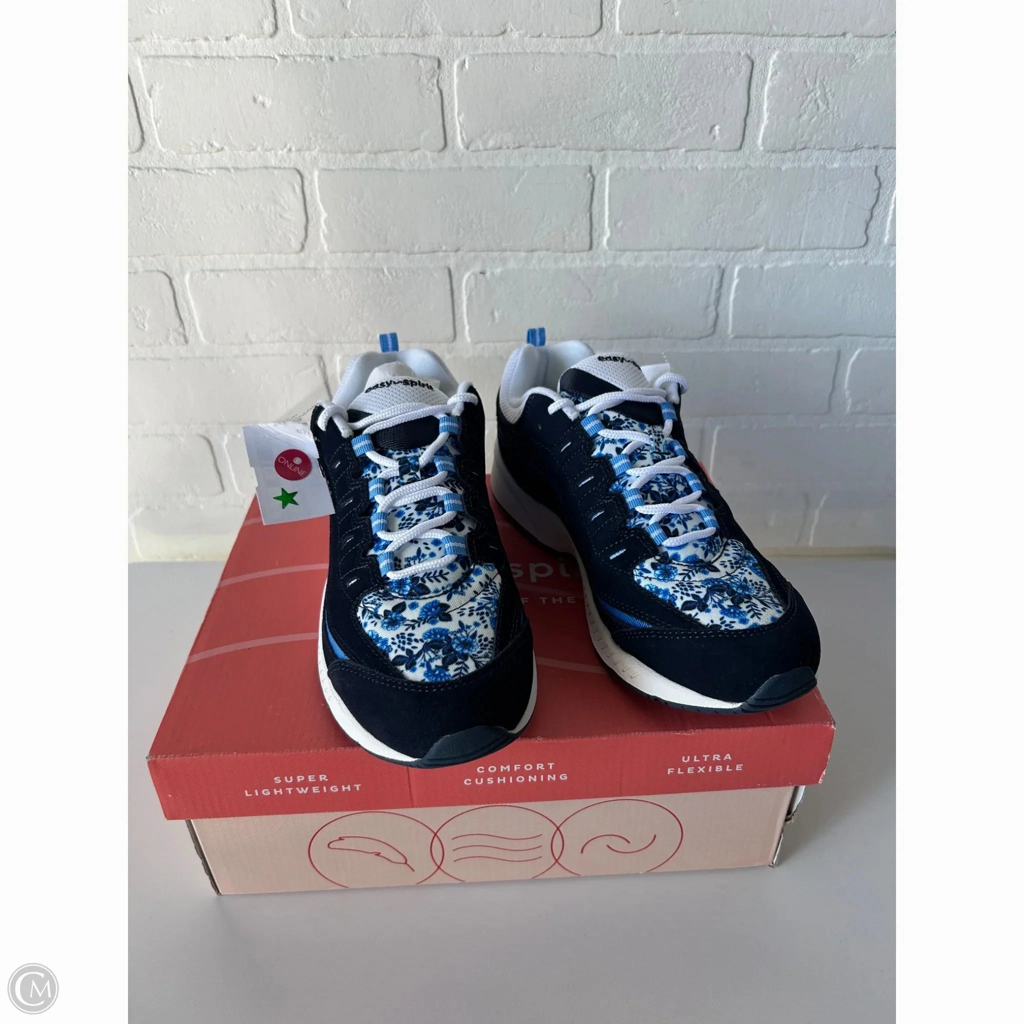 MeshFabric Quick Dry Technology Shoes Sneakers By Easy Spirit In Blue & White, Size: 9.5