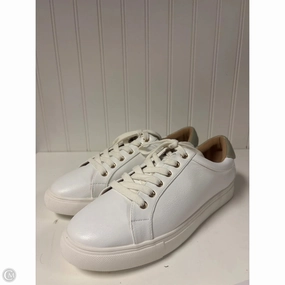 Stylish Wear Shoes Sneakers By Loft In Green & White, Size: 8.5