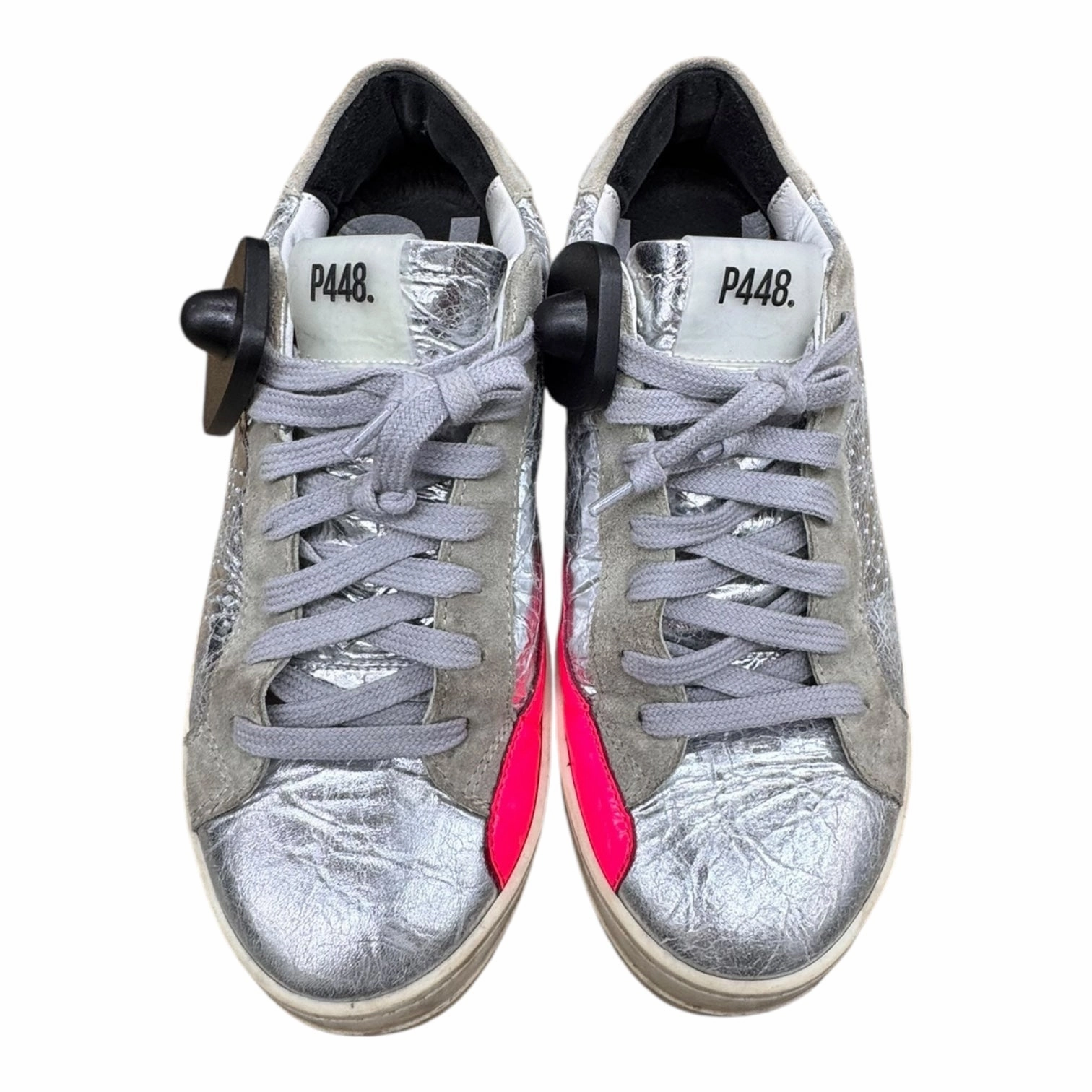Shoes Sneakers By P448 In Pink & Silver, Size:6.5 Simple Form