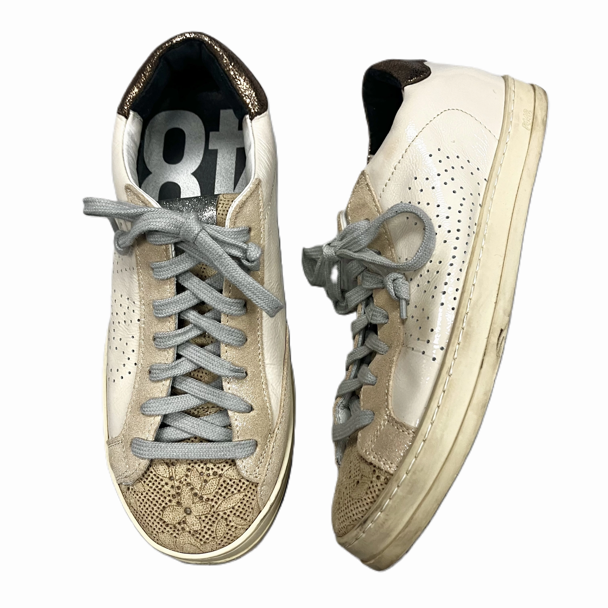 Zip   Up Easy Match Shoes Sneakers By P448 In Silver & Tan, Size: 6