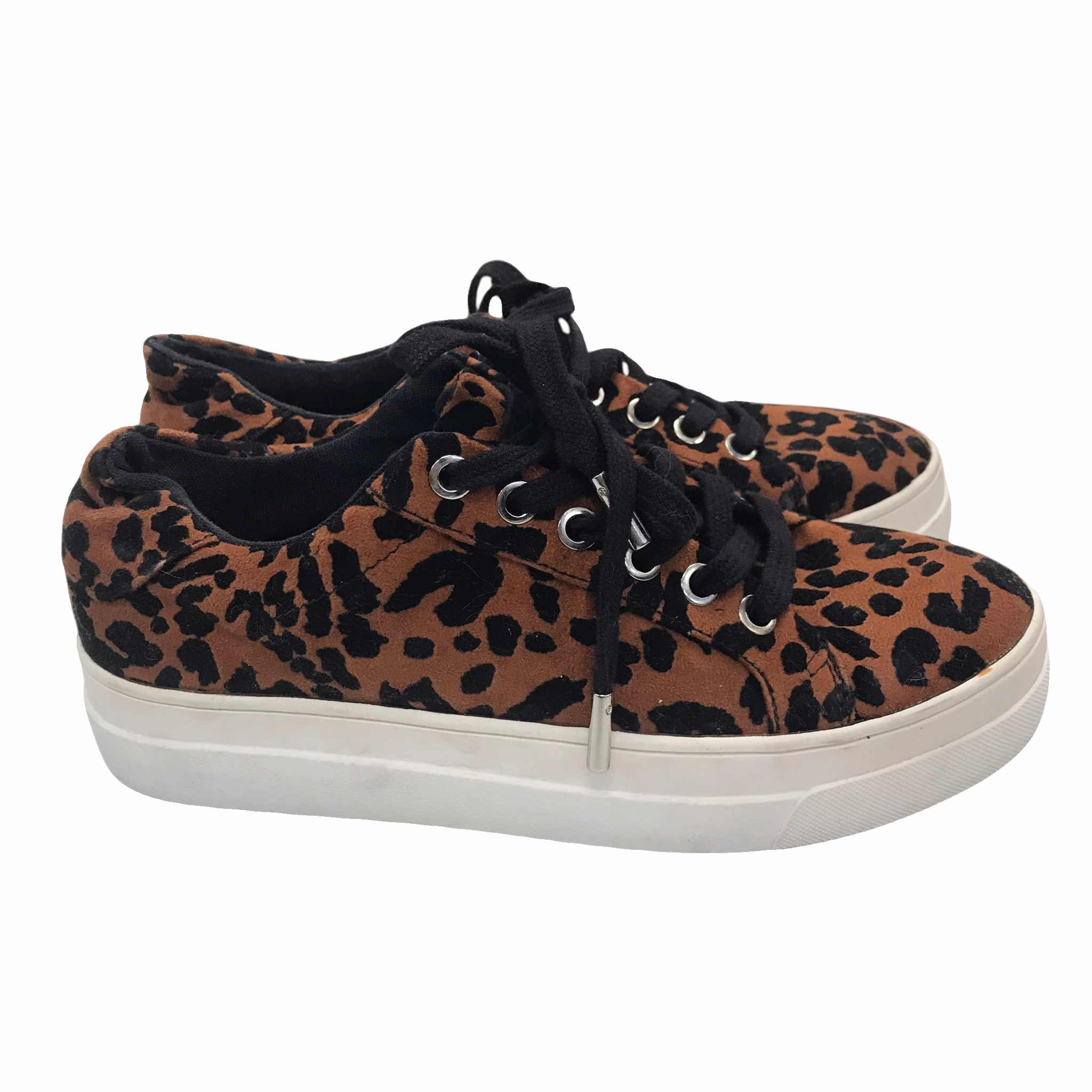 Flexible Toe Box Shoes Sneakers By Top Shop In Animal Print, Size: 6