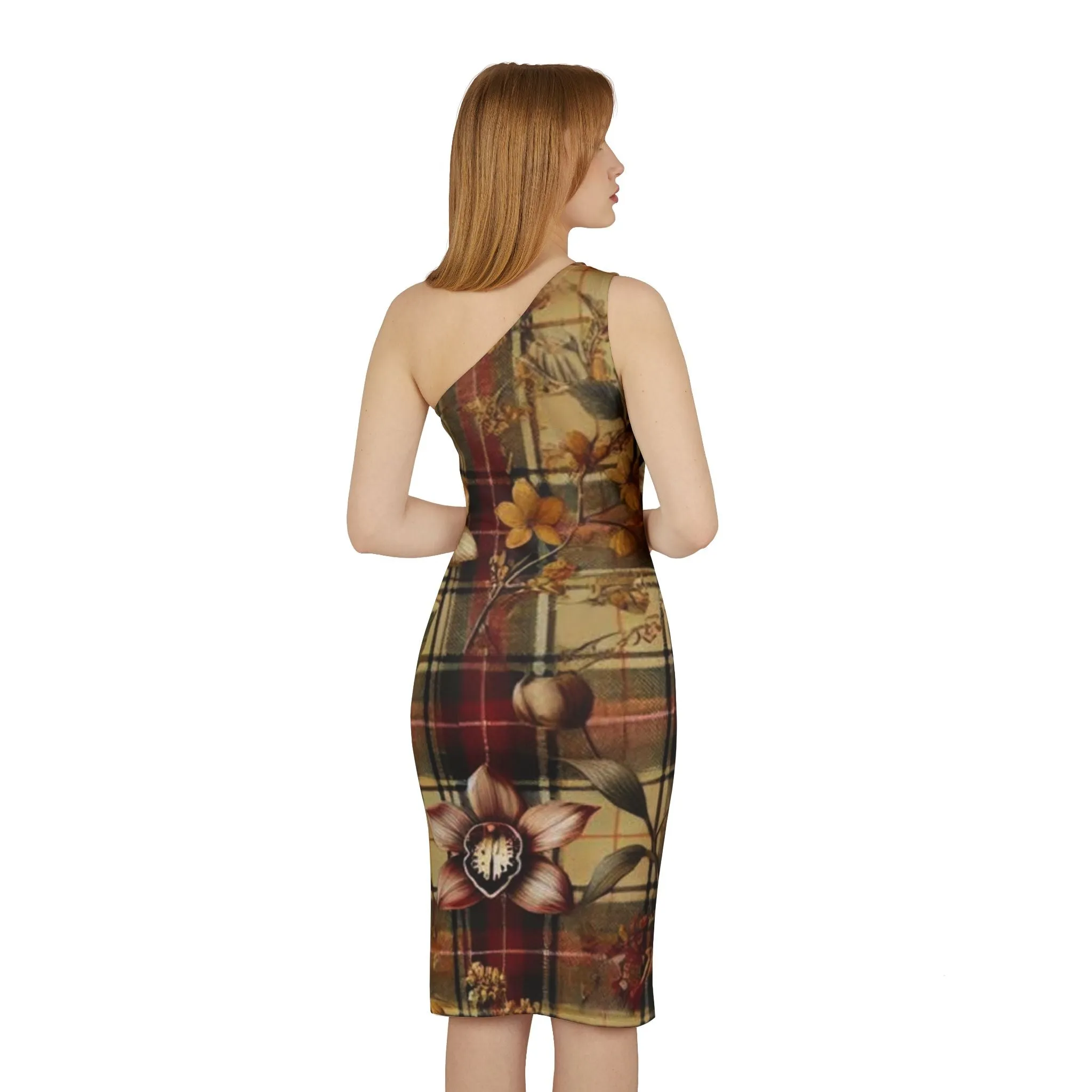 Shoulder Dress (AOP)  Harmonic Bloom Plaid Collection