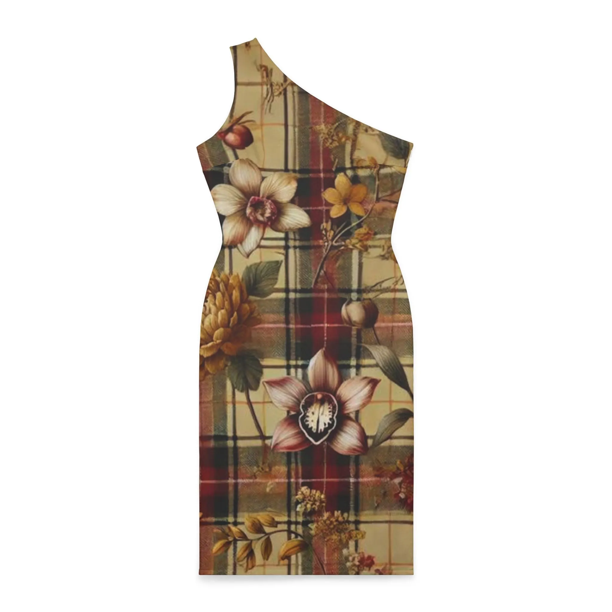 Shoulder Dress (AOP)  Harmonic Bloom Plaid Collection