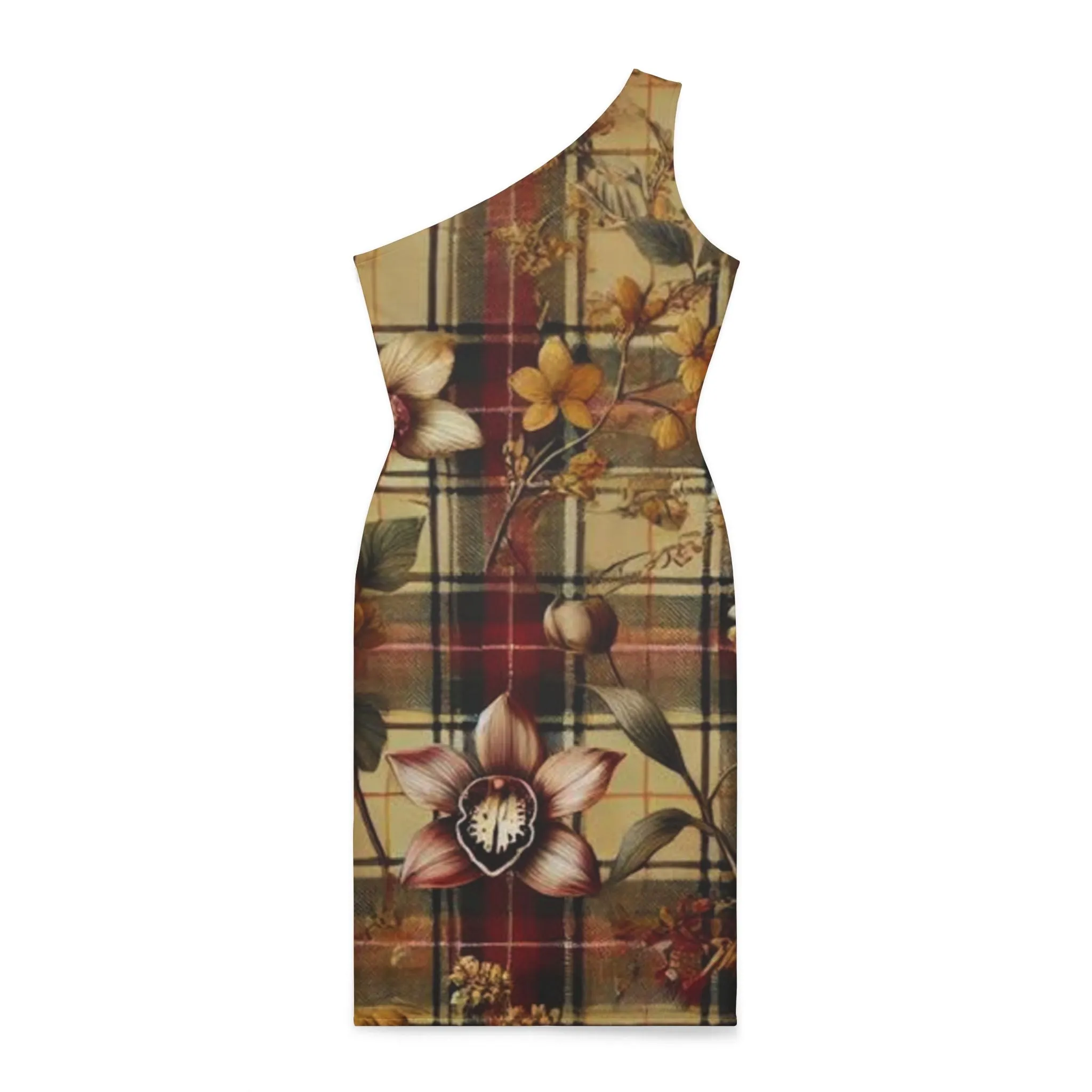 Shoulder Dress (AOP)  Harmonic Bloom Plaid Collection