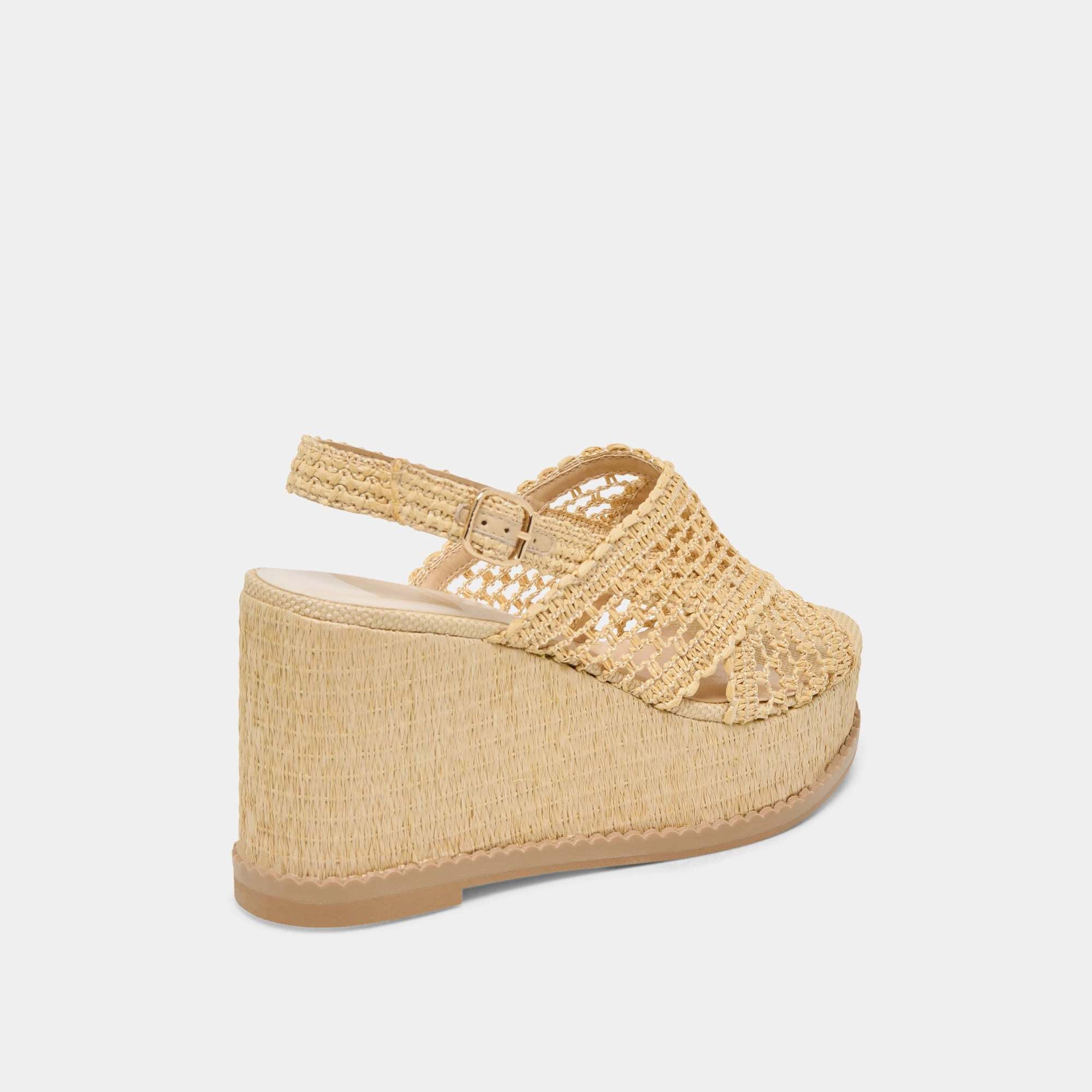 Block Heel Fashion Queen DEXLER WEDGES LT NATURAL WOVEN RAFFIA