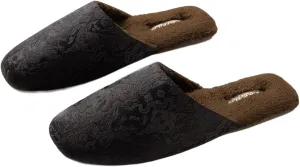 Silk Embroidered Slippers Women Retro Brocade Upper Mesh and Fuzzy Lining Anti-Slip Soles Indoor Slippers