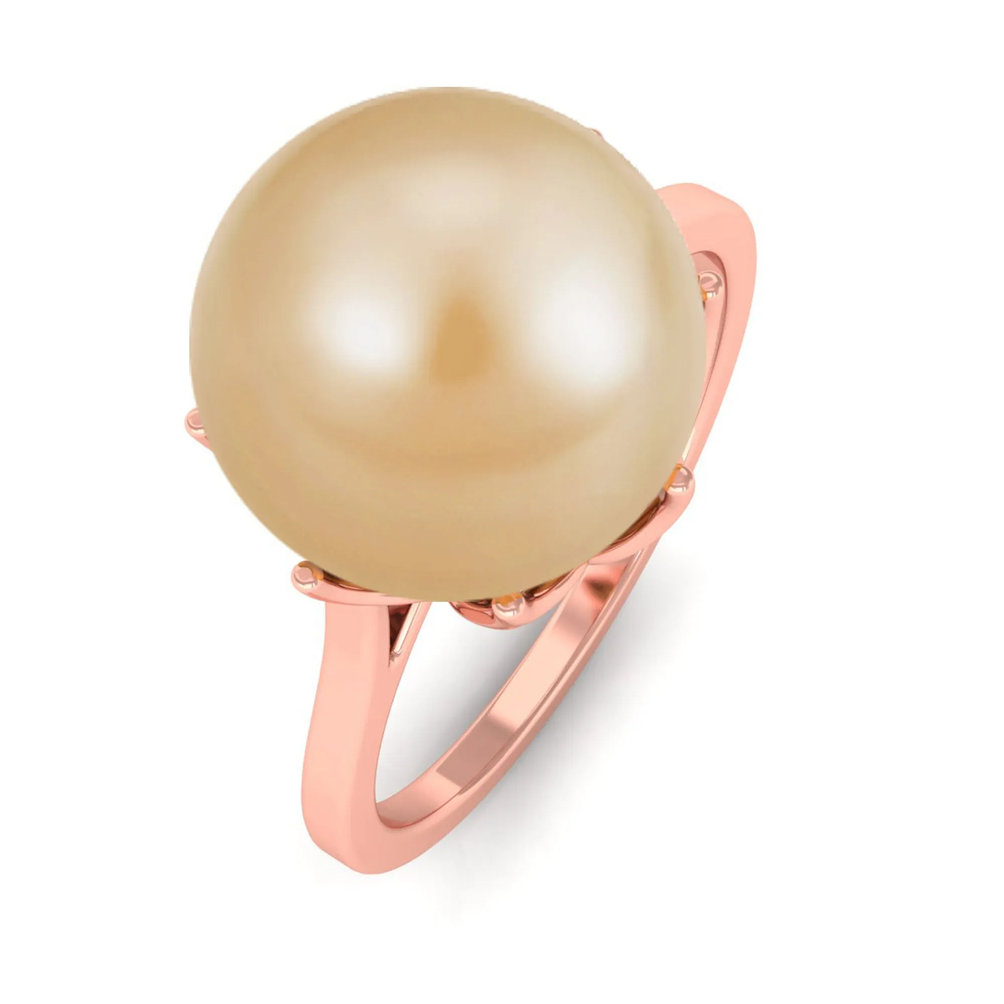 Simple Golden South Sea Pearl Solitaire Ring