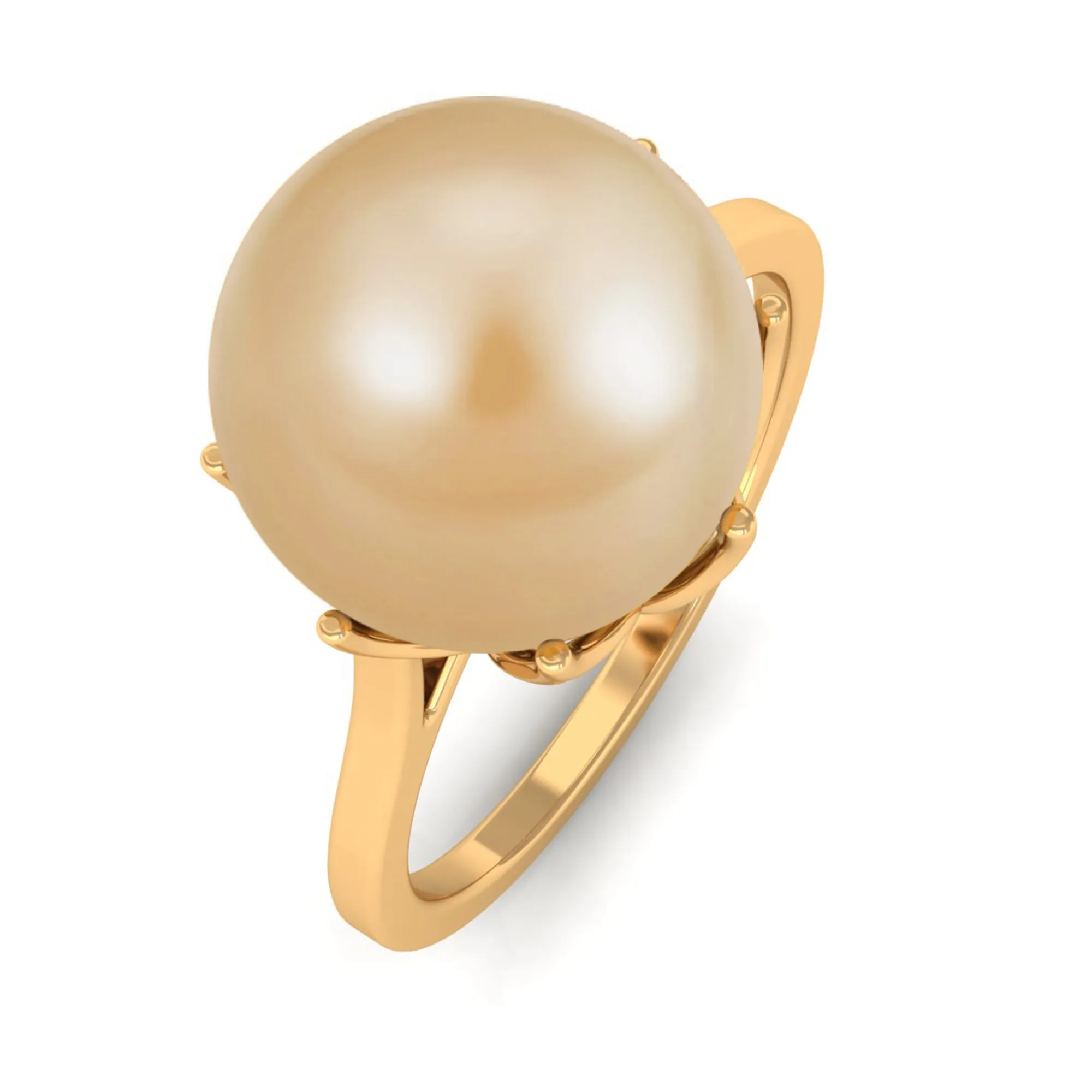 Simple Golden South Sea Pearl Solitaire Ring