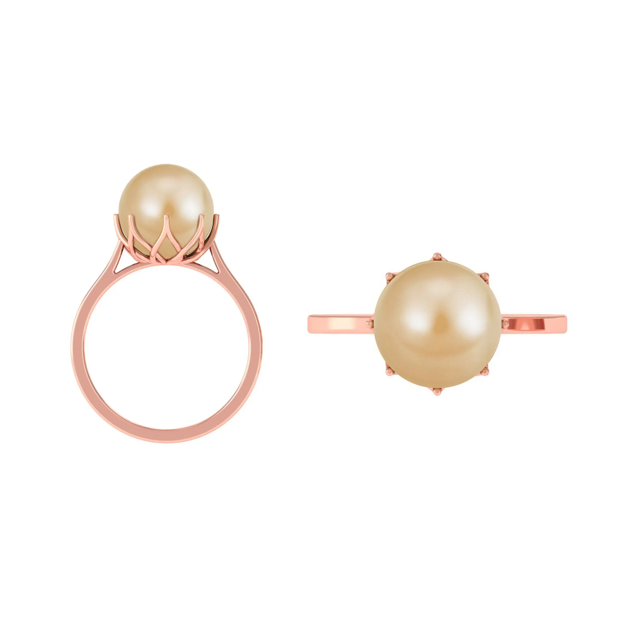 Simple Golden South Sea Pearl Solitaire Ring