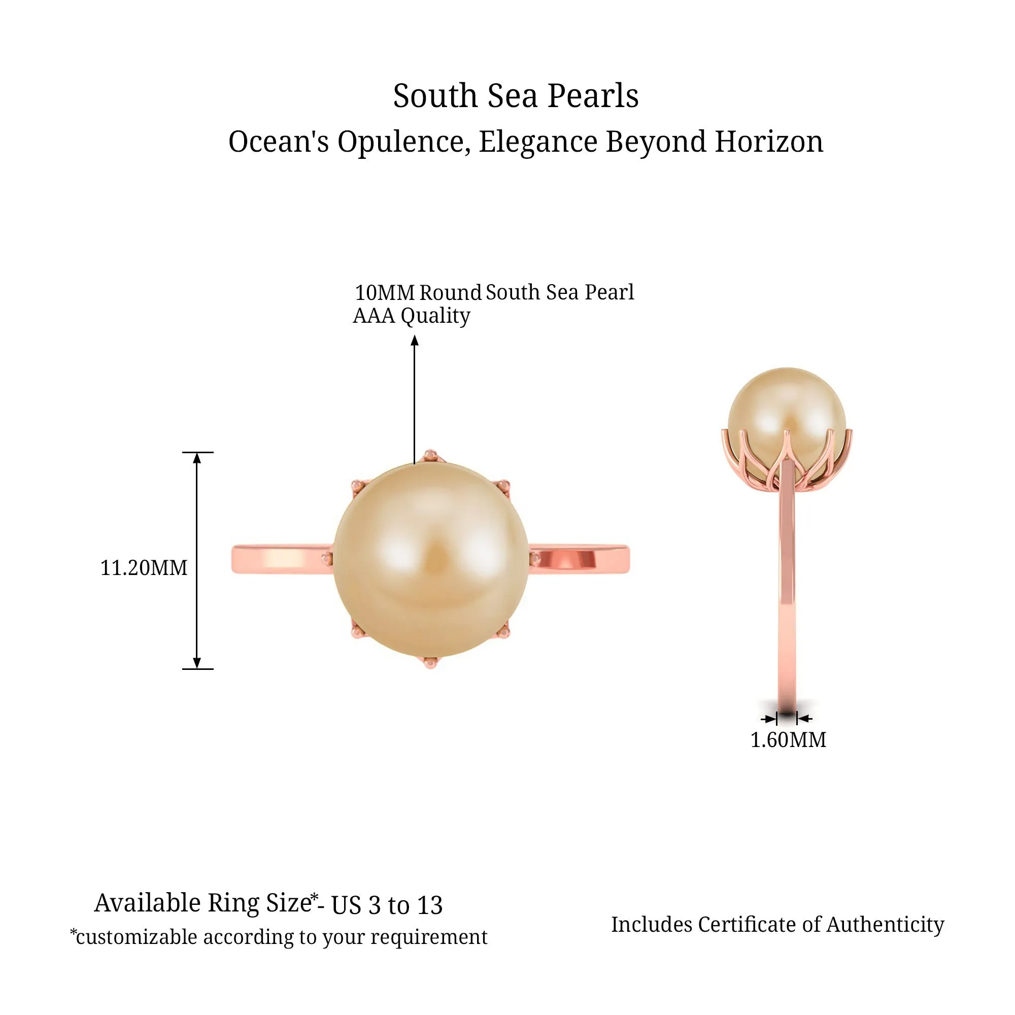 Simple Golden South Sea Pearl Solitaire Ring