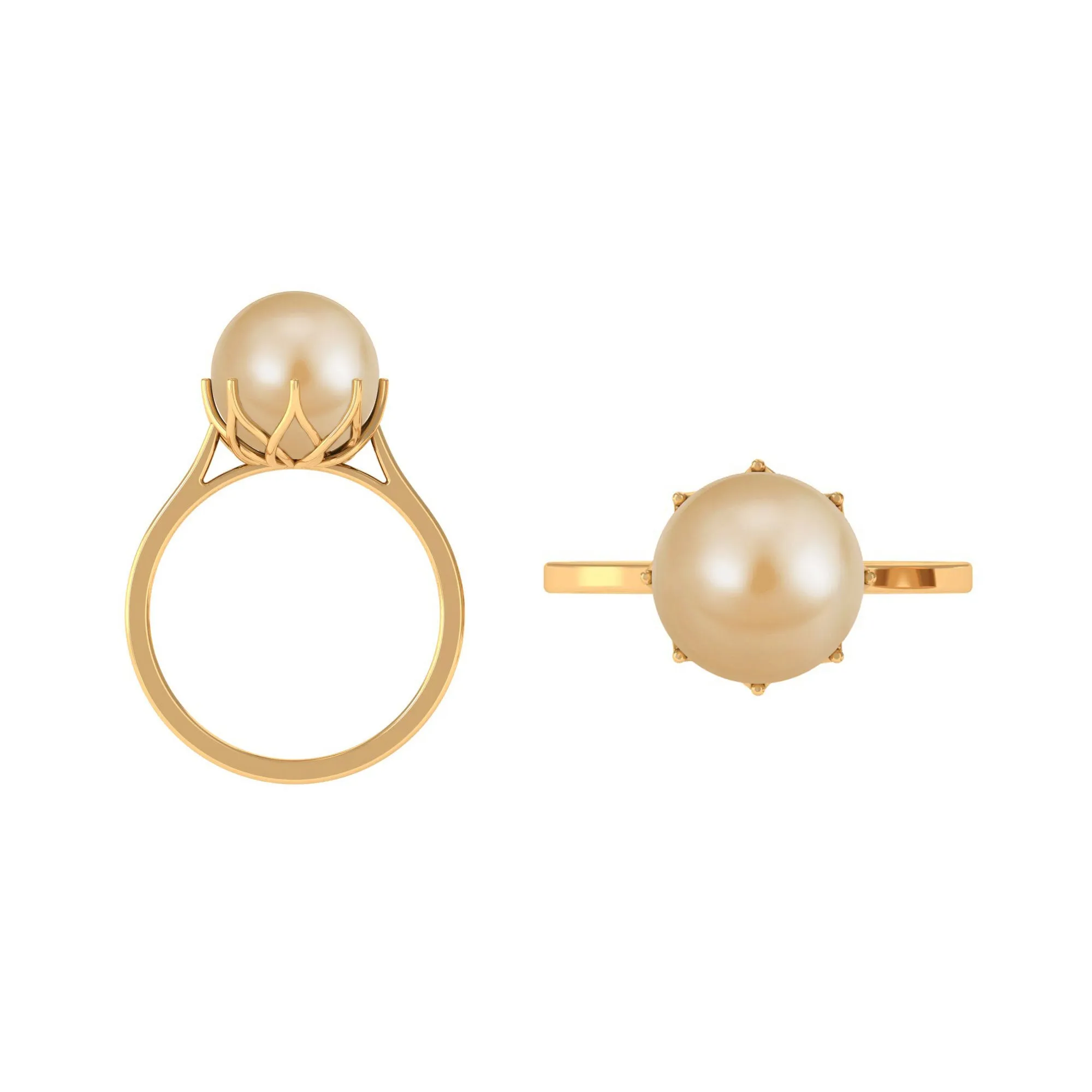 Simple Golden South Sea Pearl Solitaire Ring