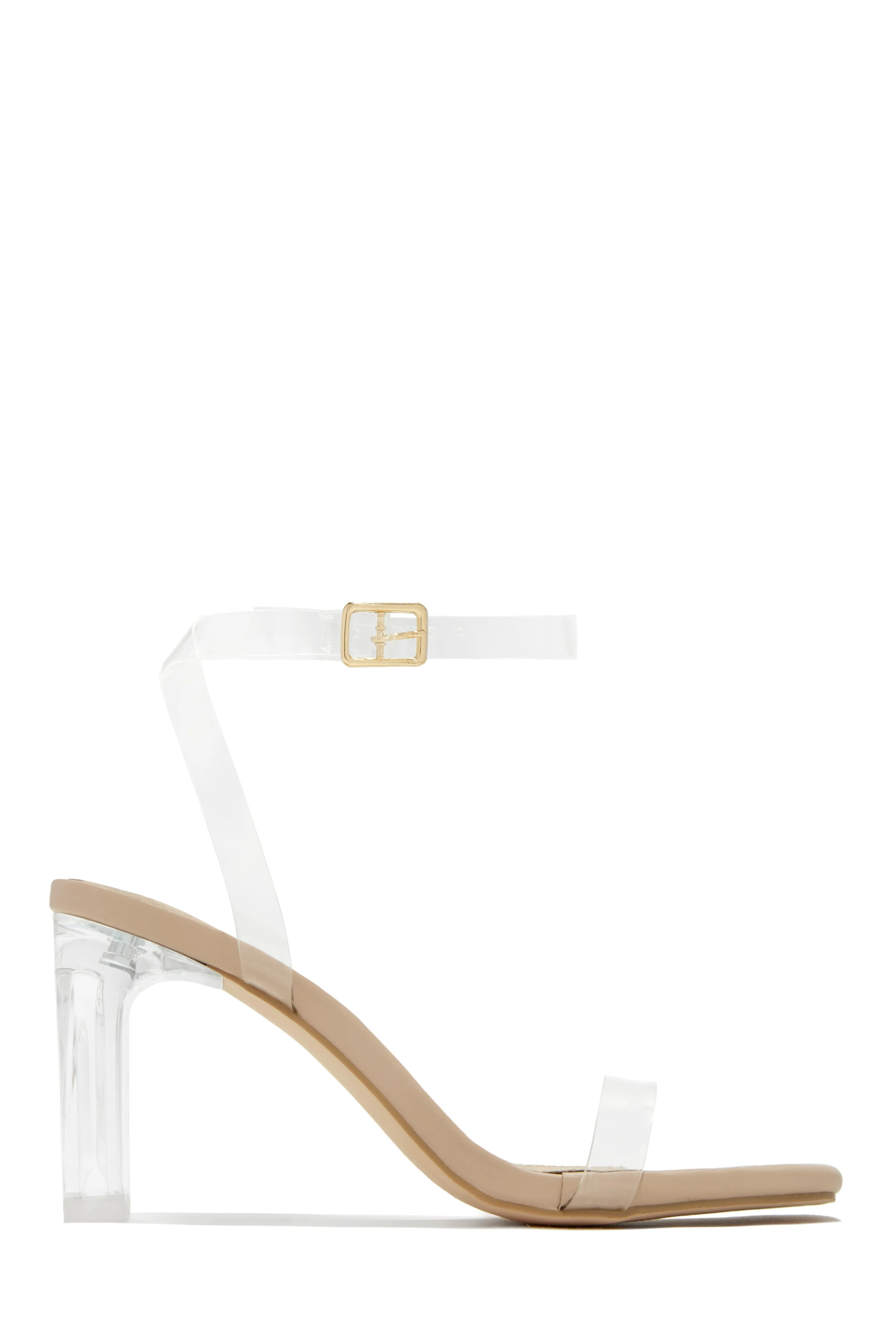 Simply Yours Clear Ankle Strap Heels - Nude