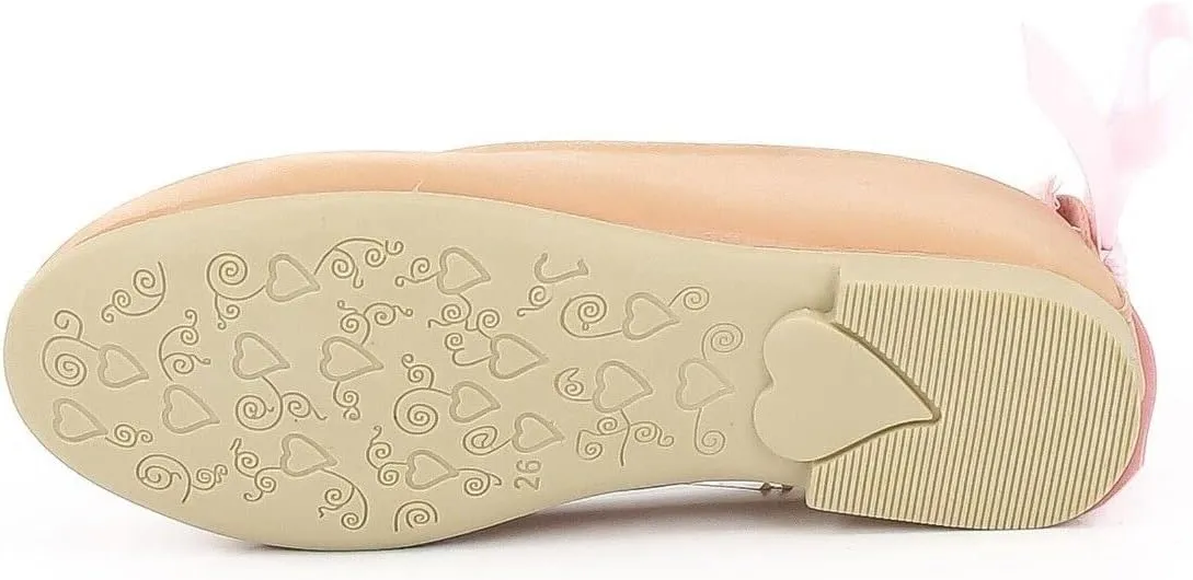 SIRRI Elegant Girls' Mary Jane Flats with Pearl Detail and Ribbon - Perfect for Special Occasions