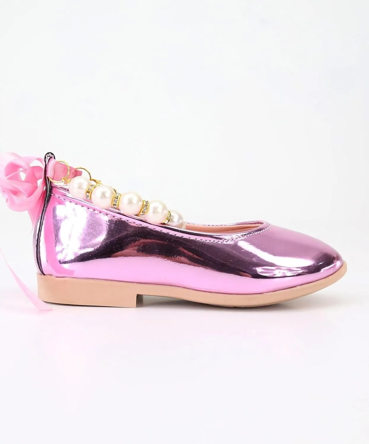 SIRRI Elegant Girls' Mary Jane Flats with Pearl Detail and Ribbon - Perfect for Special Occasions