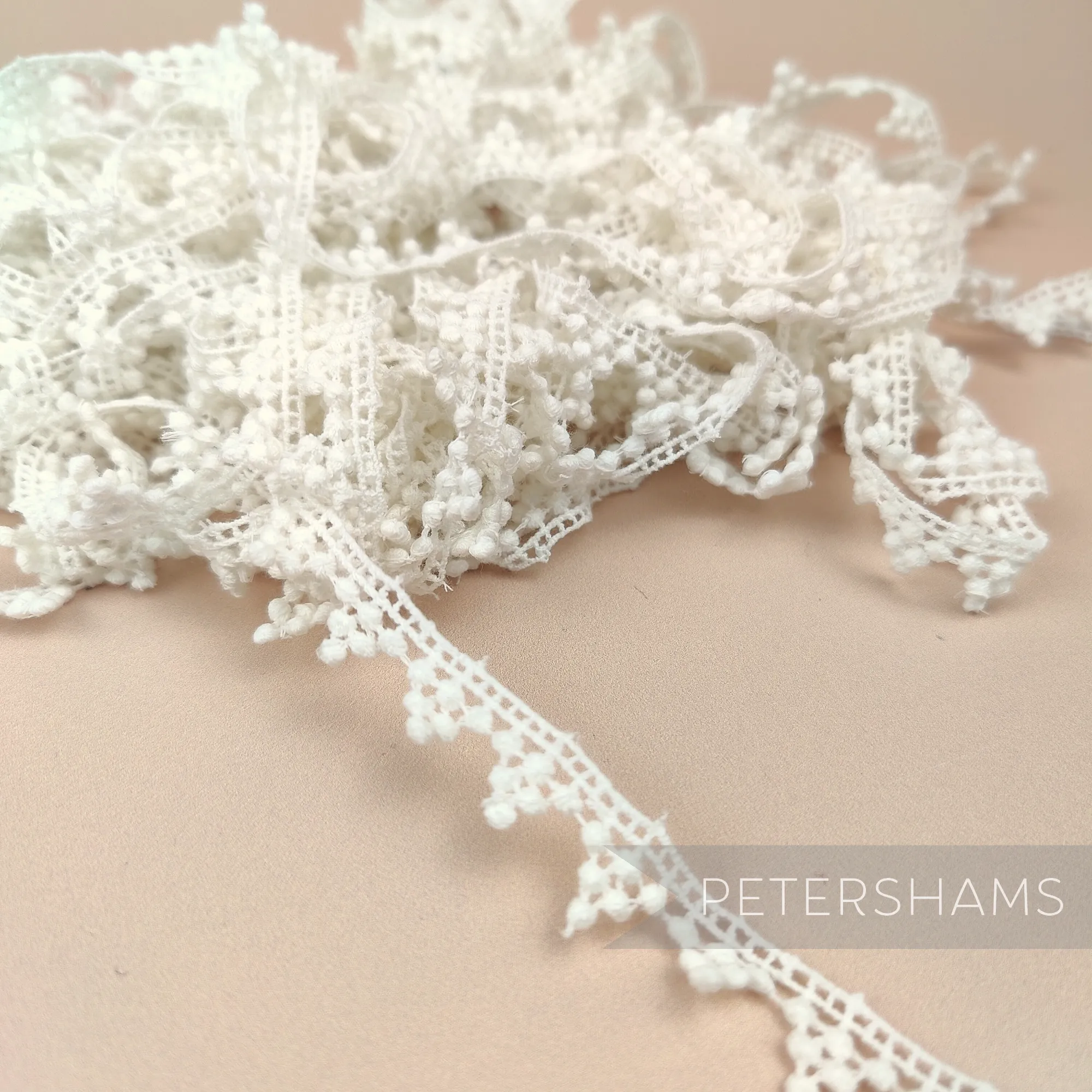 Skittles Design 12mm Vintage 1950s Ivory Cotton Guipure Lace - 1m