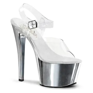 SKY-308 Pleaser Clear/Silver Chrome Sexy Platform Shoes (Pole Dancing Heels)