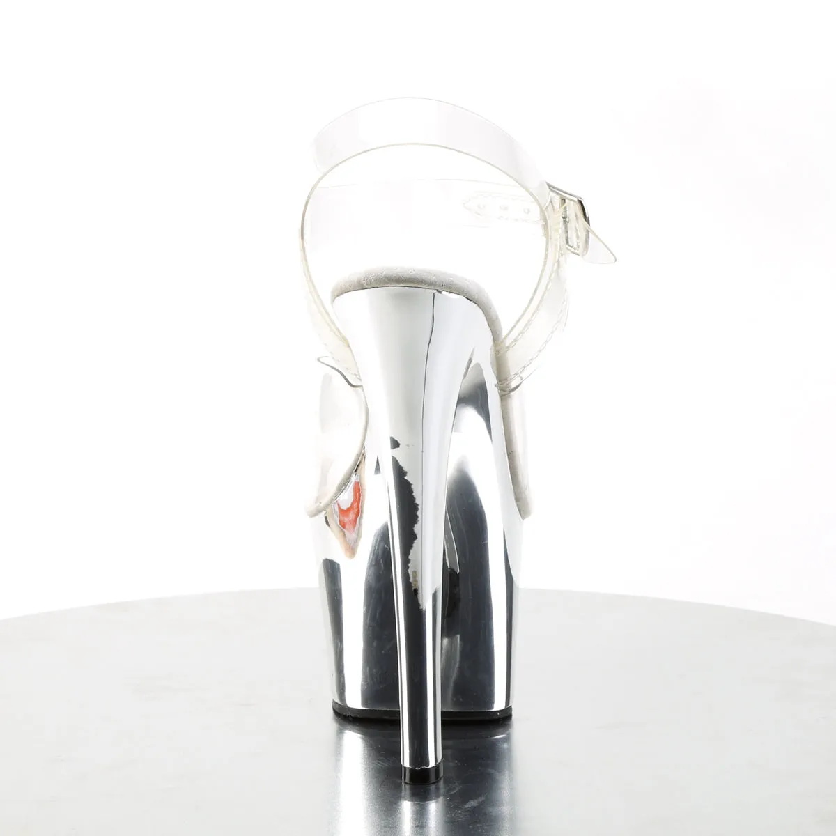 SKY-308 Pleaser Clear/Silver Chrome Sexy Platform Shoes (Pole Dancing Heels)