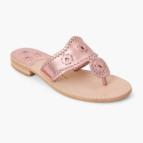 Jacks Metallic Leather Flat Sandal Seamless Edge Binding