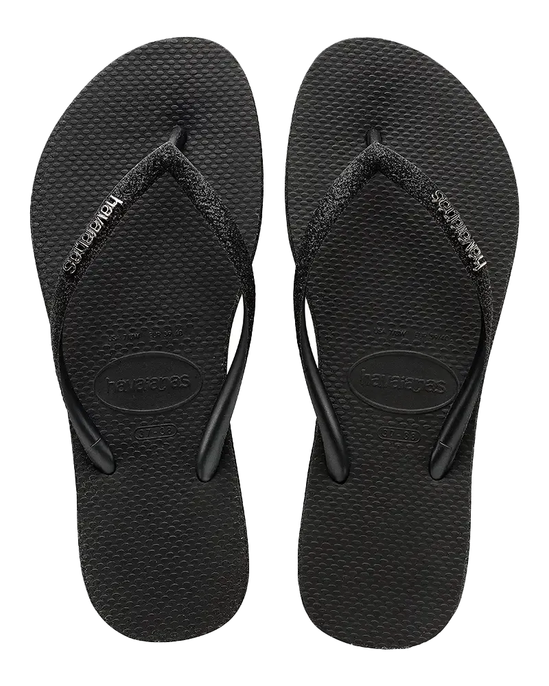 Slim Sparkle II Flip Flops in Black