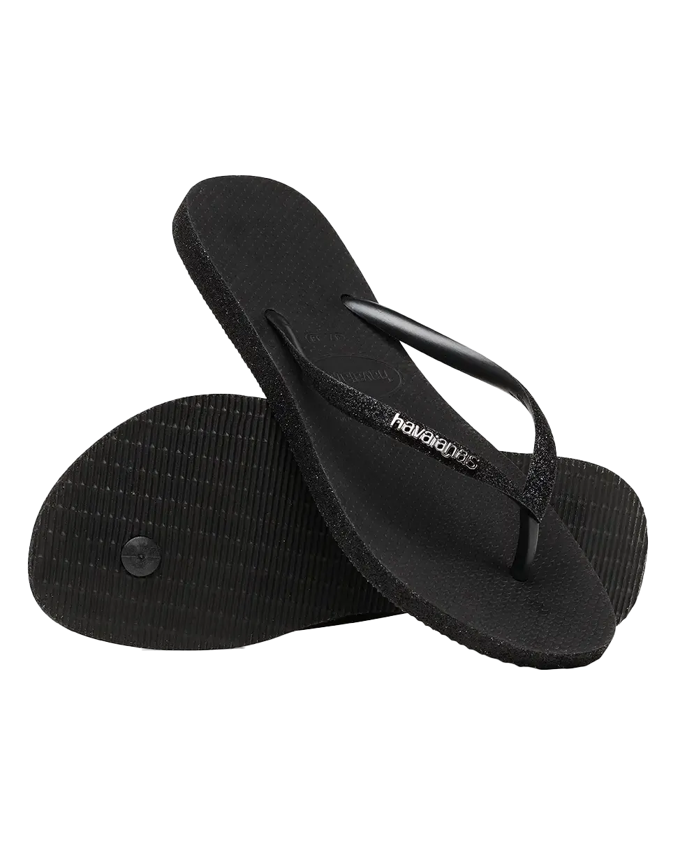 Slim Sparkle II Flip Flops in Black