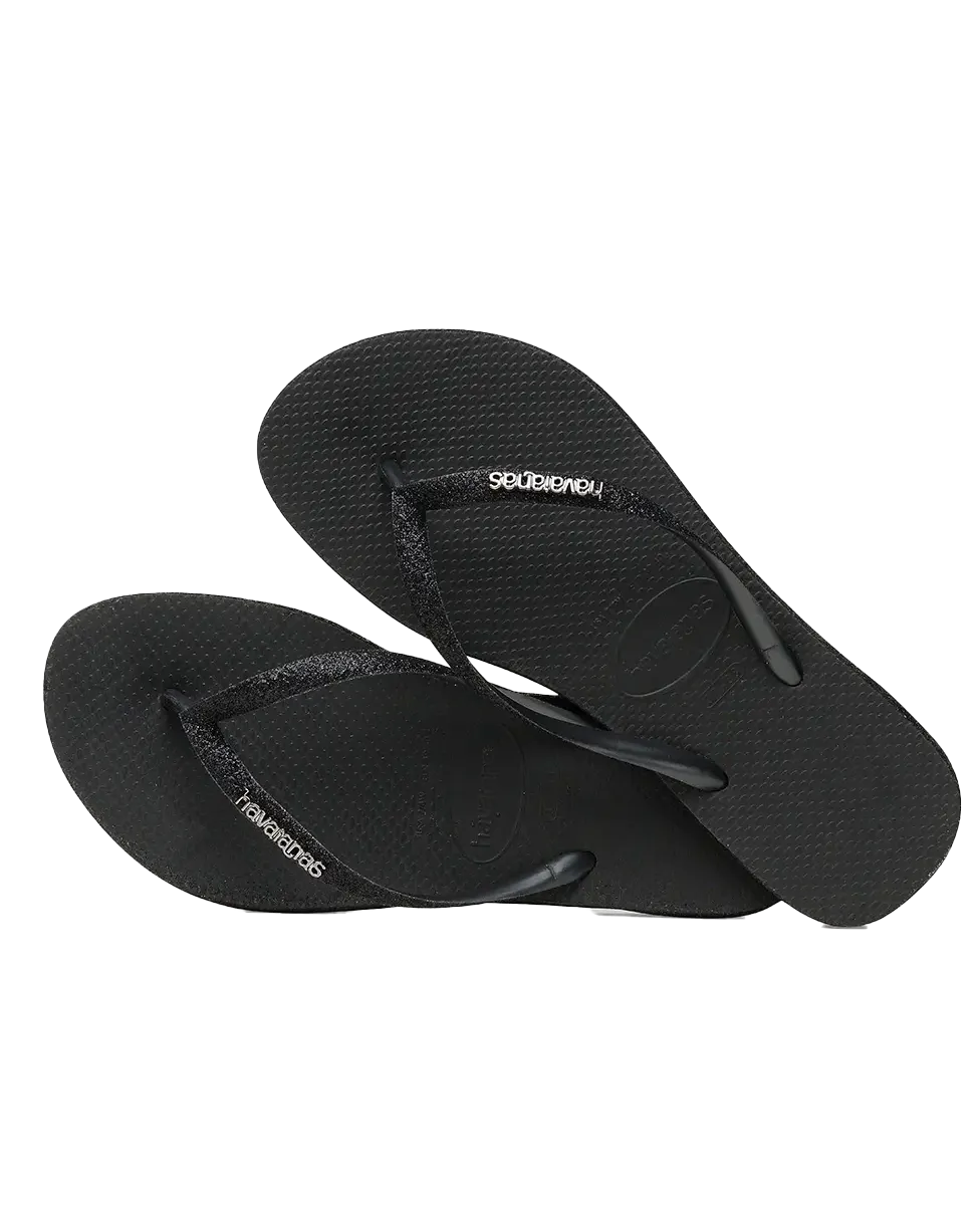 Slim Sparkle II Flip Flops in Black
