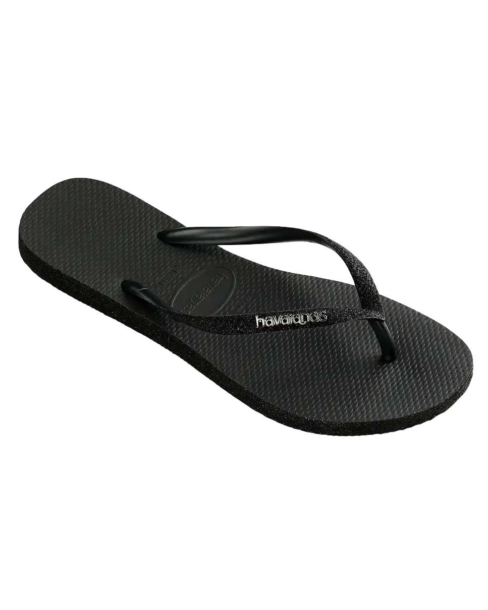 Slim Sparkle II Flip Flops in Black