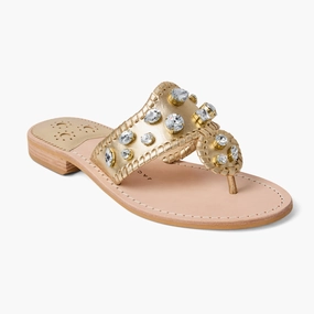 Foot Flex Vacation Flip-flops Jacks Jeweled Leather Flat Sandal