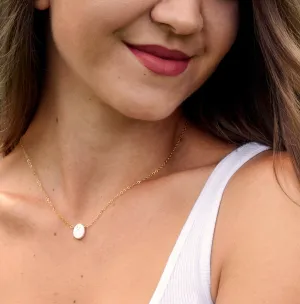 Small White Freshwater Pearl Coin Necklace, Sterling Silver or 14k Gold Filled