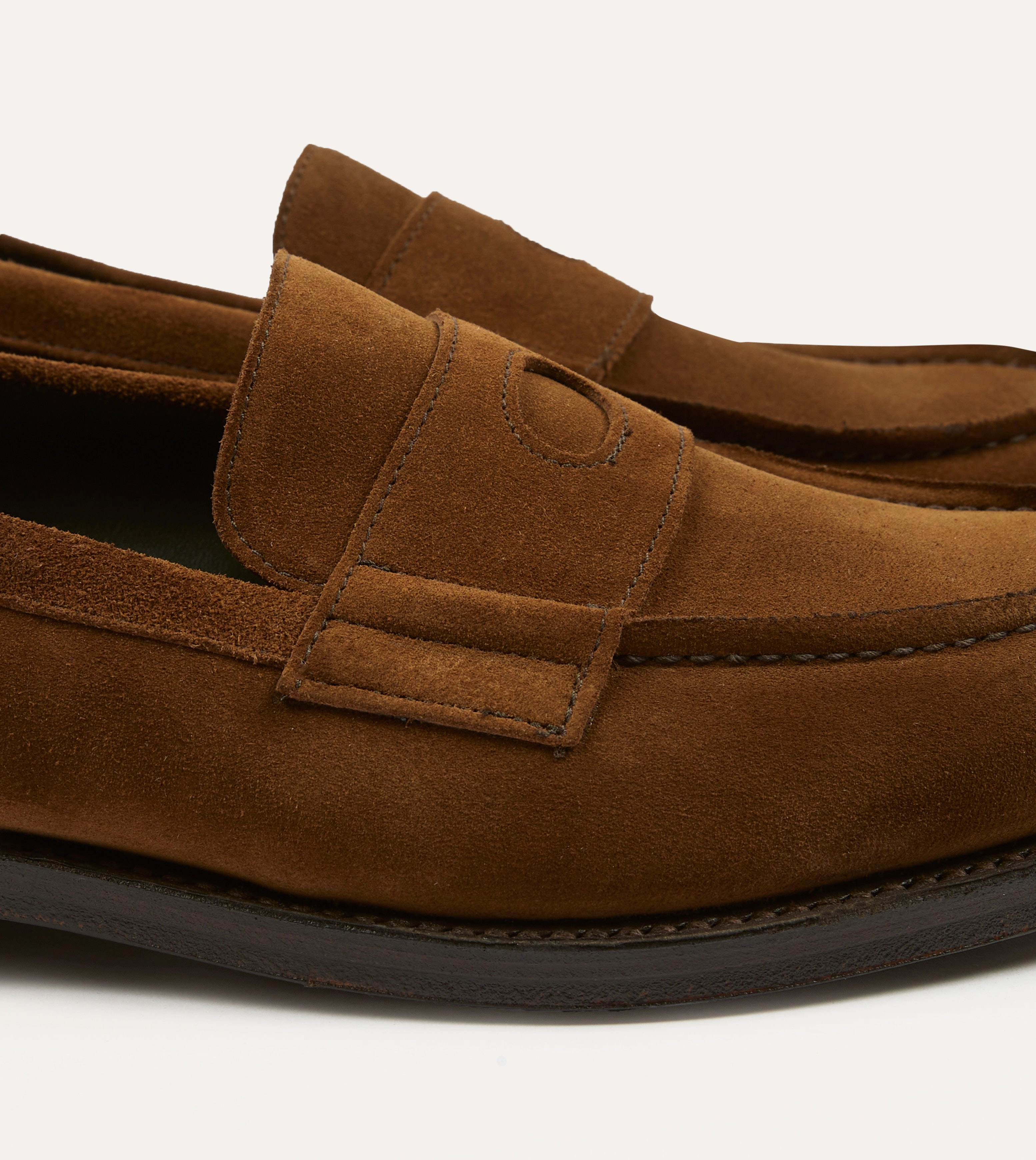 Snuff Suede Charles Goodyear Welted Penny Loafer Soft Finish Sure Step
