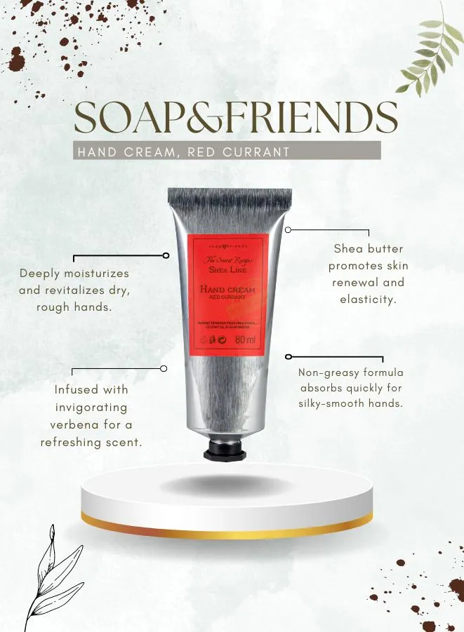Soap&Friends Revitalizing Hand Cream 20% Shea Butter Red Currant - Skin Rejuvenation, 80 ml