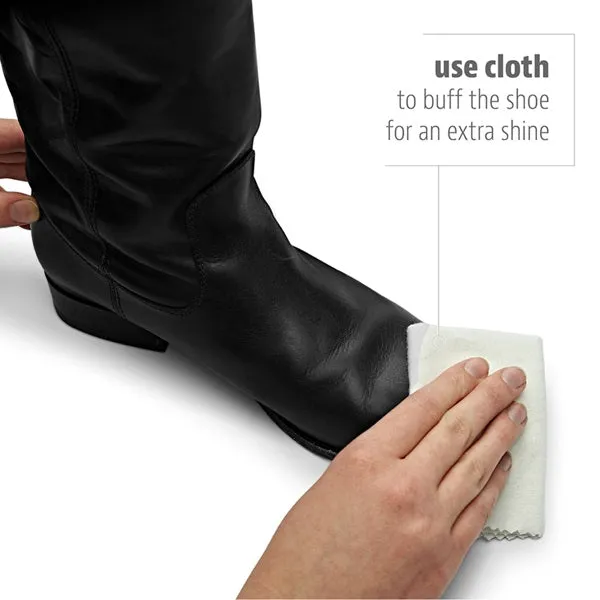 .Sof Sole BLACK Shoe Shine Kit Polish with Sponge Applicator and Shine Cloth 43g - F - ( 82329 )