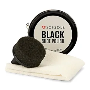 .Sof Sole BLACK Shoe Shine Kit Polish with Sponge Applicator and Shine Cloth 43g - F - ( 82329 )