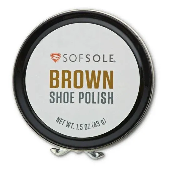 .Sof Sole BROWN Shoe Shine Kit Polish with Sponge Applicator and Shine Cloth 43g - F