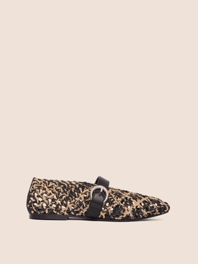 Comfortable Slip-Ons Leather Soft Aveiro Natural Woven Ballerina