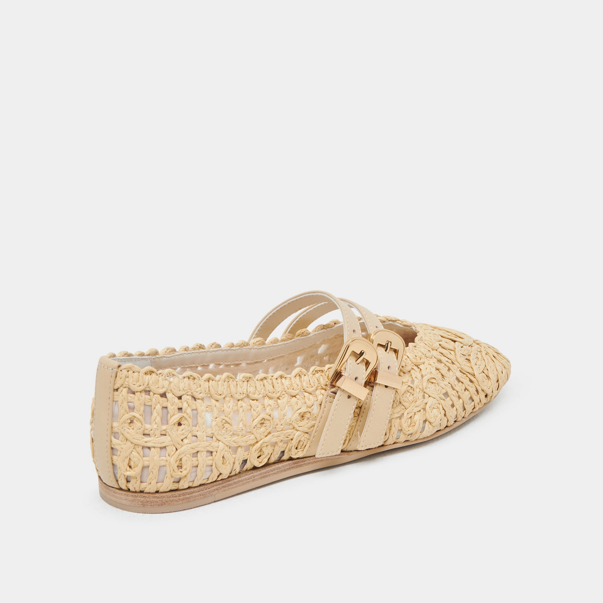 BAYLEE SUNFLOWER WIDE BALLET FLATS LT NATURAL MACRAME Chain Style