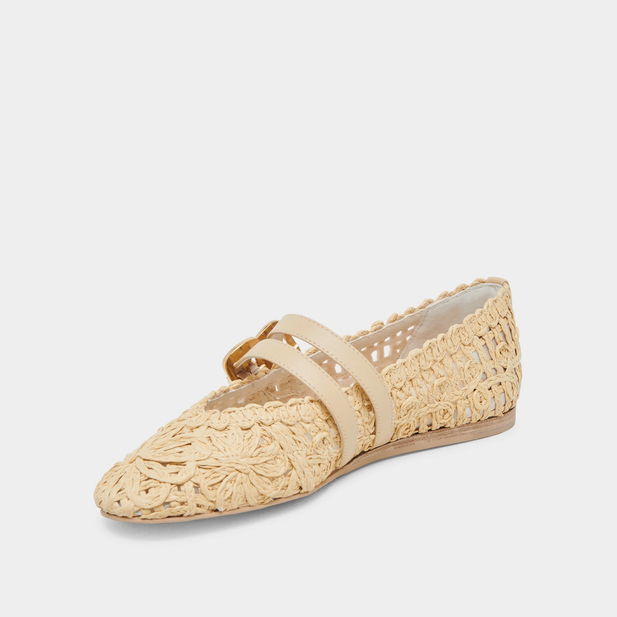 Model Mode City Glow BAYLEE SUNFLOWER WIDE BALLET FLATS LT NATURAL MACRAME
