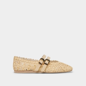 BAYLEE SUNFLOWER WIDE BALLET FLATS LT NATURAL MACRAME Herb Glow Camp Walk