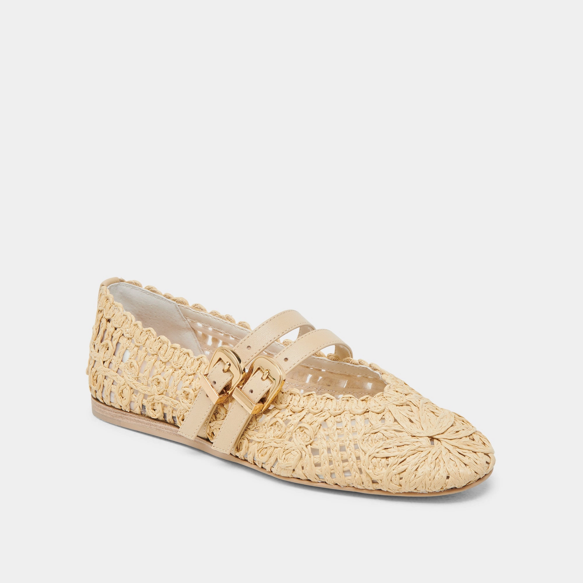 Fashionable Touch BAYLEE SUNFLOWER WIDE BALLET FLATS LT NATURAL MACRAME