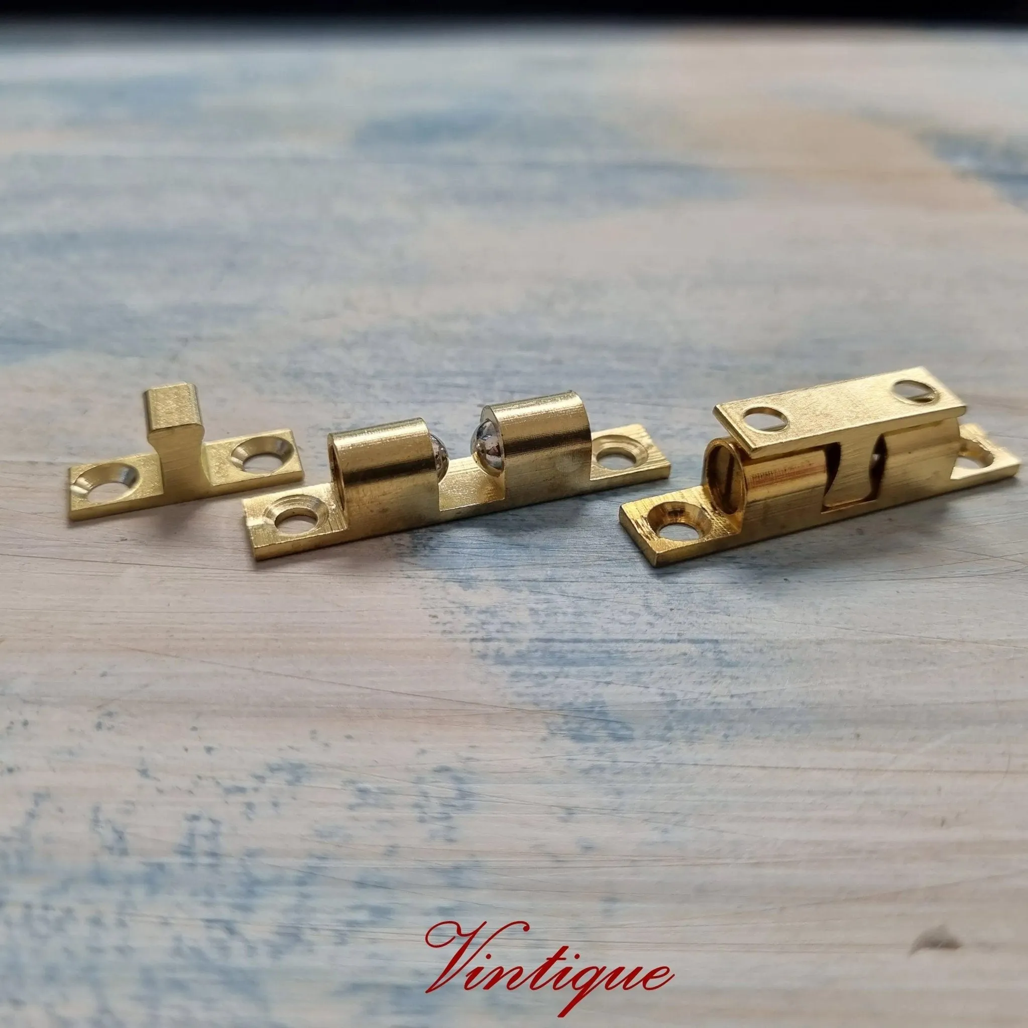 Solid brass Cupboard Double Ball Catch 43mm long
