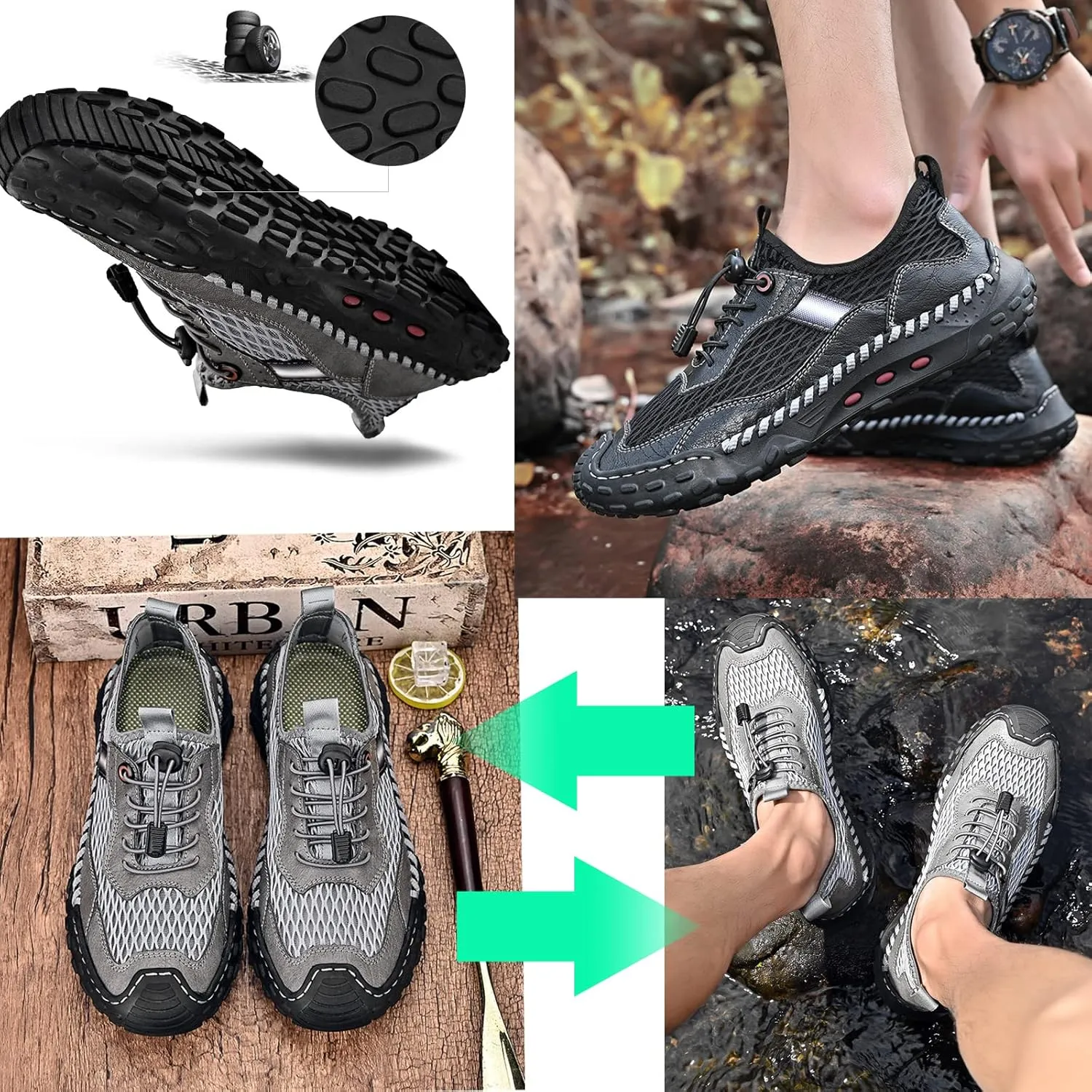 SOLPNOW Men's Quick-Drying Sports Water Shoes,Soft Breathable Lightweight Outdoor Non-Slip Sports Sandals,Suitable for Fishing Camping Hiking Hiking Sports Shoes