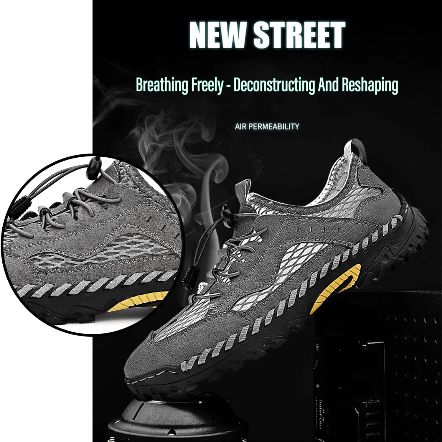 SOLPNOW Men's Quick-Drying Sports Water Shoes,Soft Breathable Lightweight Outdoor Non-Slip Sports Sandals,Suitable for Fishing Camping Hiking Hiking Sports Shoes