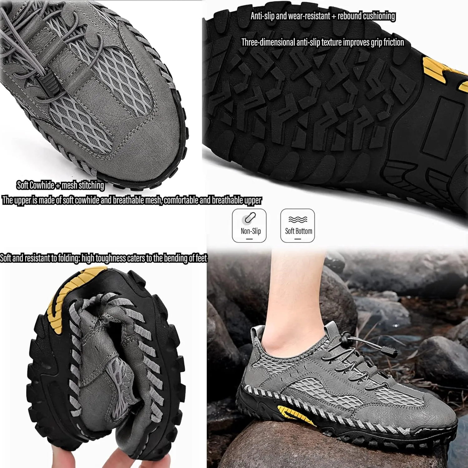 SOLPNOW Men's Quick-Drying Sports Water Shoes,Soft Breathable Lightweight Outdoor Non-Slip Sports Sandals,Suitable for Fishing Camping Hiking Hiking Sports Shoes