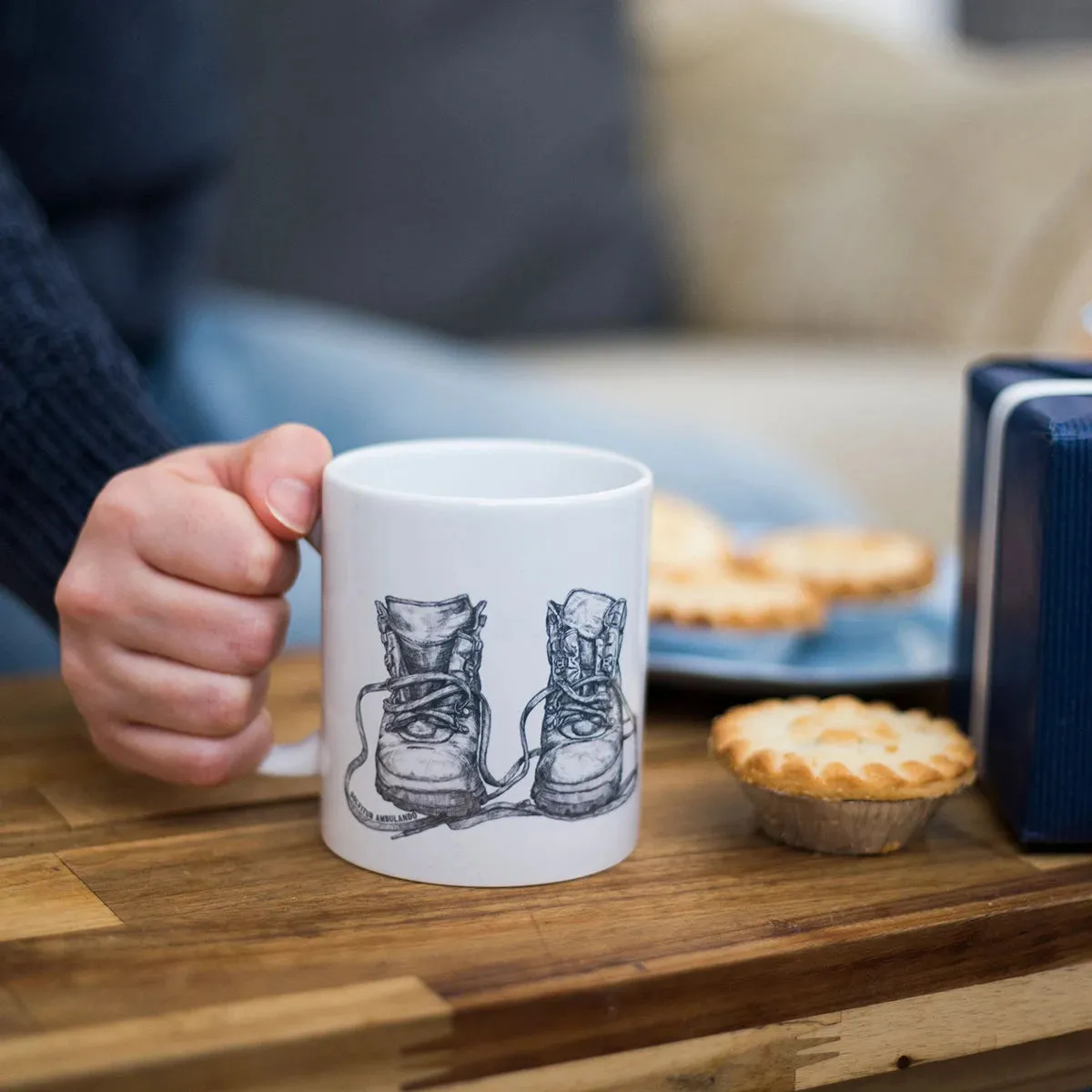 Solvitur Ambulando Old Leather Walking Boots Mug