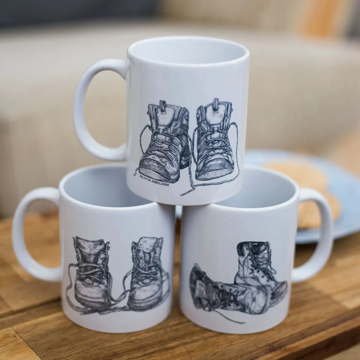 Solvitur Ambulando Old Leather Walking Boots Mug