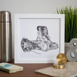 Solvitur Ambulando Vintage Walking Boots Art Print