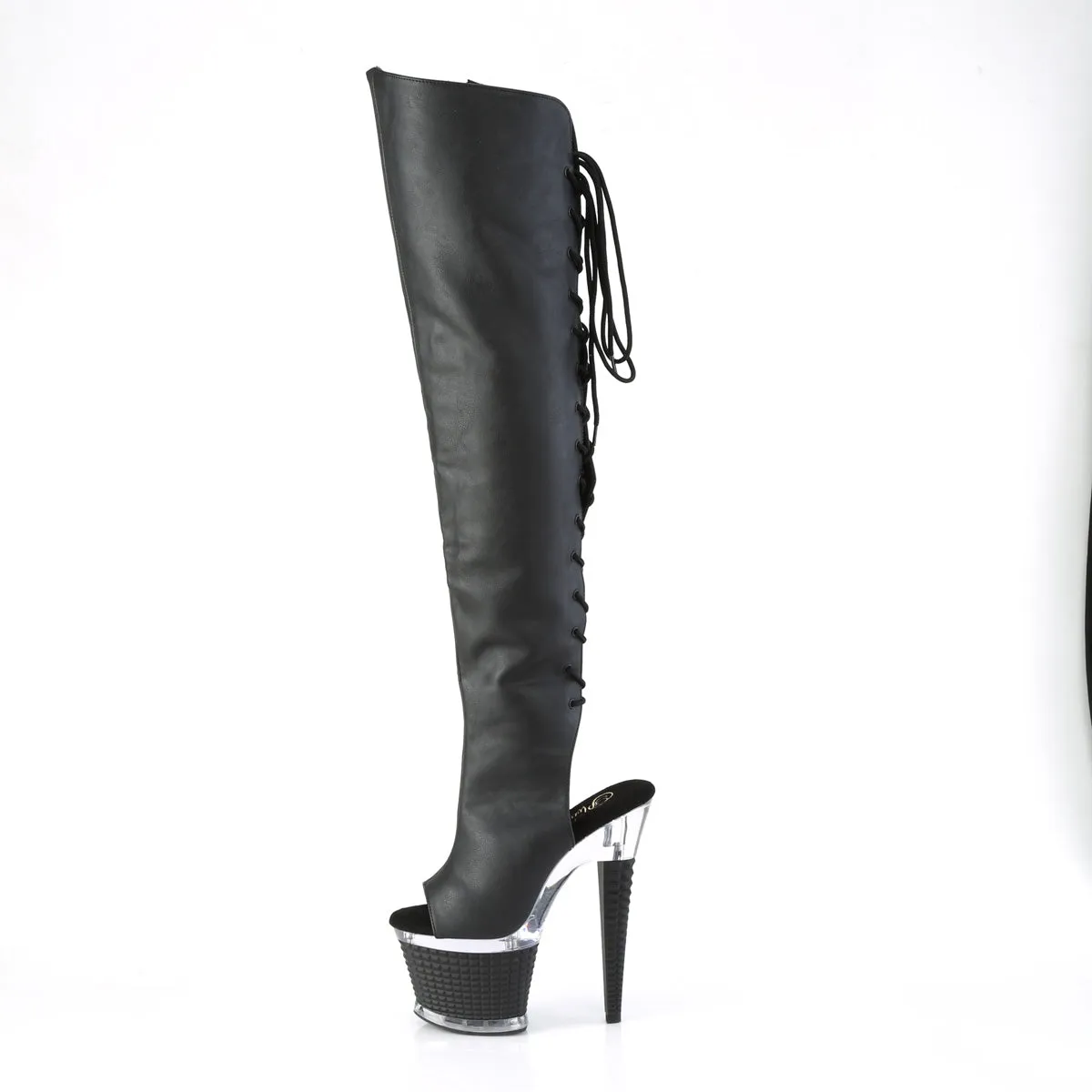 SPECTATOR-3019 Pleaser Black Faux Leather Sexy Platform Shoes (Pole Dancing Heels)